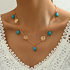 Natural Turquoise Teardrop Bib Necklaces VM8993-1