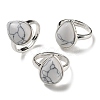 Natural & Synthetic Gemstone Teardrop Adjustable Rings RJEW-K371-08S-2