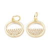 Brass Micro Pave Clear Cubic Zirconia Charms ZIRC-B010-33G-1