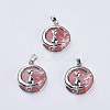 Fashion Natural & Synthetic Mixed Stone Kitten Pendants G-K234-D-2
