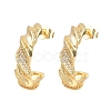 Brass Micro Pave Clear Cubic Zirconia Twist Stud Earrings EJEW-L275-16G-01-4