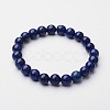 Natural Lapis Lazuli Round Beaded Stretch Bracelet BJEW-F203-06-6