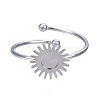 Non-Tarnish 304 Stainless Steel Open Cuff Finger Ring Cabochon Settings STAS-T060-12P-1
