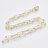Brass Round Oval Paperclip Chain Necklace Making MAK-S072-04A-LG-2