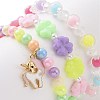 3Pcs 3 Style Acrylic Clover & Imitation Pearl Beaded Stretch Bracelets Set BJEW-JB09104-3