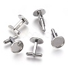 Tarnish Resistant Flat Round Stainless Steel Cuffinks X-STAS-P207-08P-D-1