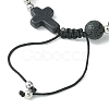 3Pcs 3 Style Gemstone Round & Cross Braided Bead Bracelets BJEW-TA00321-4