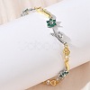 Brass Micro Pave Cubic Zirconia Link Chain Bracelets for Women BJEW-C156-04B-04GP-1