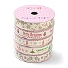 5 Rolls 5 Patterns Single Face Printed Cotton Satin Ribbons OCOR-YW0001-04-1