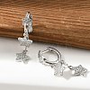 Brass Micro Pave Clear Cubic Zirconia Huggie Hoop Earrings EJEW-K083-43P-4