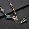 Ethnic Style Alloy & Porcelain Ceramic Beads Butterfly Pendant Tassel Y Necklaces NJEW-D308-01B-5