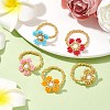 Round Seed Beads with Gemstone Beads Rings RJEW-MZ00015-2