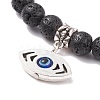 Natural Lava Rock Round Beaded Stretch Bracelet BJEW-JB08221-8