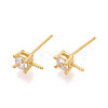 925 Sterling Silver & Clear Cubic Zirconia Stud Earring Findings STER-T008-71G-1