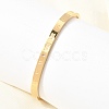 304 Stainless Steel Micro Pave Clear Cubic Zirconia Roman Numerals Open Cuff Bangles for Women SA-CBAC920-09G-2