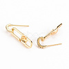 Brass Micro Pave Clear Cubic Zirconia Stud Earring Findings KK-S356-261-NF-2
