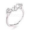 Flower & Bowknot Brass Micro Pave Clear Cubic Zirconia Adjustable Ring Settings KK-T076-78P-1