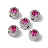 Rack Plating Brass Micro Pave Cubic Zirconia Flat Round Beads KK-C007-13-2