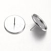 Tarnish Resistant Flat Round Stainless Steel Stud Earring Settings X-STAS-M227-18mm-2
