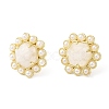 Ion Plating(IP) Natural Moonstone Hexagon Stud Earrings with Plastic Pearl Beaded EJEW-E287-01G-02-3