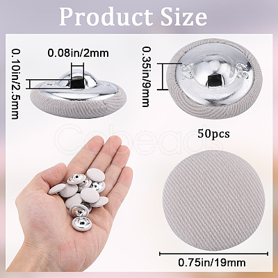 Gorgecraft 50Pcs 1-Hole Cloth Buttons DIY-GF0008-50A-1