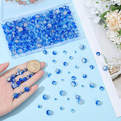 450Pcs 4 Styles Spray Painted Crackle Glass Beads CCG-PA0001-09D-1