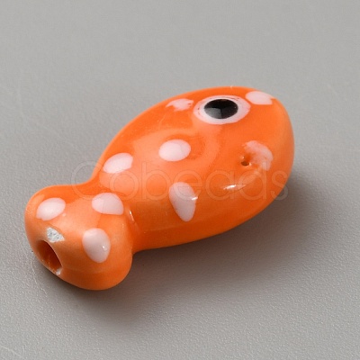 Handmade Porcelain Beads PORC-WH20001-02O-1