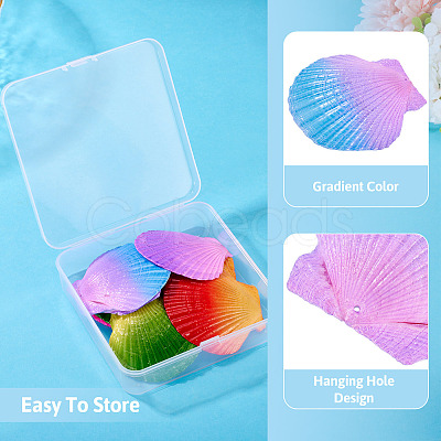 10Pcs 5 Colors Spray Painted Natural Scallop Shell Big Pendants SSHEL-TA0001-23-1