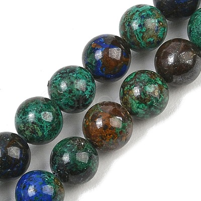 Natural Azurite Beads Strands G-P503-6MM-09-1