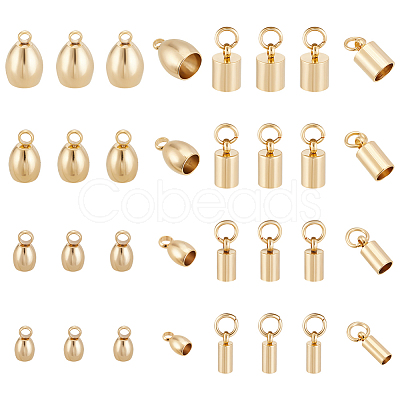 32Pcs 8 Style 201 Stainless Steel Cord Ends STAS-UN0027-12-1