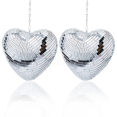 Heart Glass Mirror Ball Reflective Ball AJEW-WH0036-123B-1