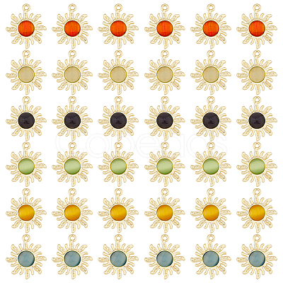 36Pcs 6 Colors Cat Eye Pendants FIND-HY0002-83-1