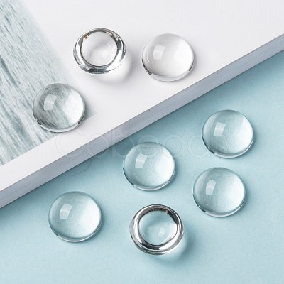 Transparent Half Round Glass Cabochons GGLA-R027-16mm-1