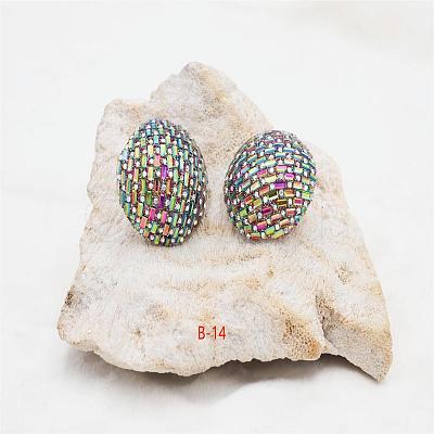 Alloy Rhinestone Half Round Stud Earrings FS-WGCEA49-16-1