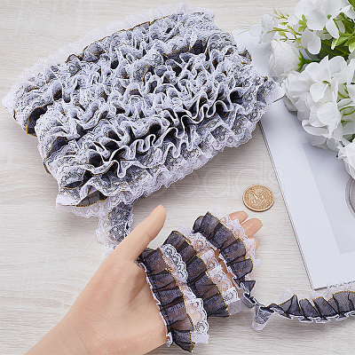 10M Polyester Polka Dot Lace Ribbons OCOR-GF0003-35C-1