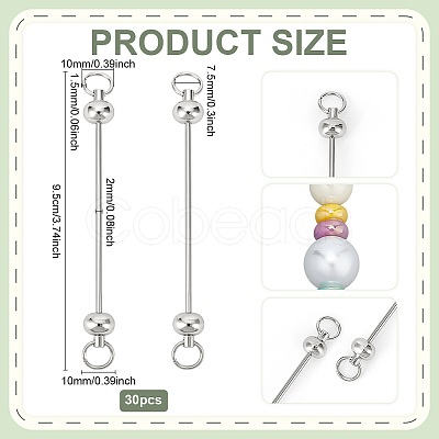 30Pcs Alloy & Iron Bar Beadable Keychain Bar FIND-PH0026-69-1
