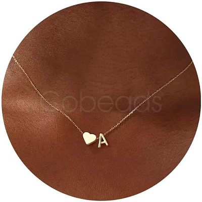 Simple Style Adjustable 316L Surgical Stainless Steel Heart and Initial Pendant Necklaces for Women WG95AEF-01-1