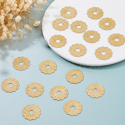 20Pcs Brass Flower Washers KK-FH0008-16G-1