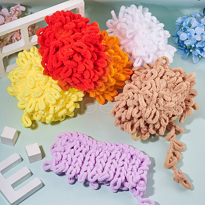 Finger Knitting Polyester Loop Yarn OCOR-TADJ0001-06G-1
