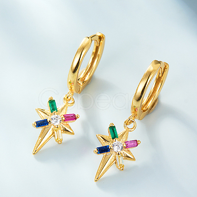 Star 925 Sterling Silver Dangle Hoop Earrings TP2012-2-1