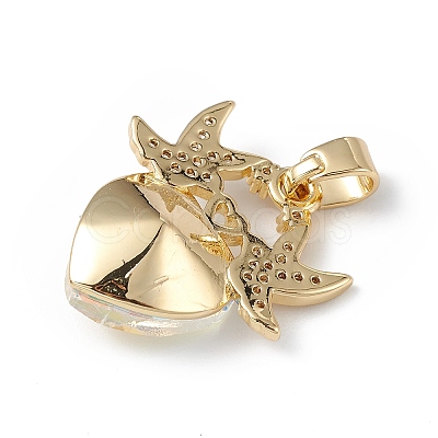 Real 18K Gold Plated Rack Plating Brass Micro Pave Cubic Zirconia Pendants KK-C015-03G-01-1