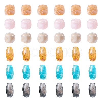 60Pcs 6 Colors Opaque Acrylic Beads OACR-TA0004-96-1