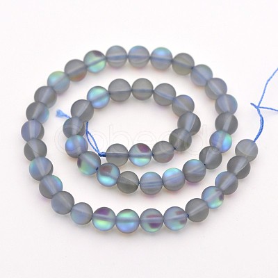 Round Synthetic Frosted Moonstone Beads Strands G-M209-01-1