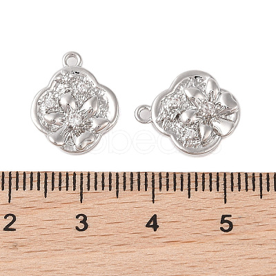 Brass Charms with Clear Glass KK-N254-57P-1