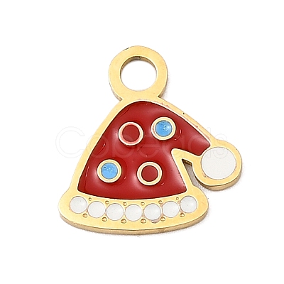Christmas 304 Stainless Steel Enamel Charms STAS-I356-02G-05-1