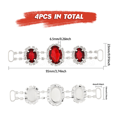 4Pcs Silver Plated Brass Rhinestone Connector Charms RB-CA0001-05A-1