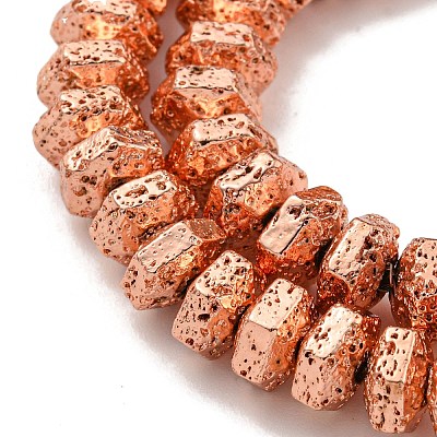 Electroplated Natural Lava Rock Beads Strands G-I360-G01-03-1