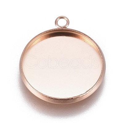 Ion Plating(IP) 304 Stainless Steel Pendant Cabochon Settings STAS-G127-13-16mm-RG-1