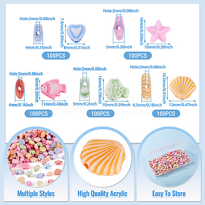 500Pcs 5 Sstyle Craft Style Acrylic Beads MACR-TA0002-62-1