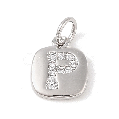 Rack Plating Brass Micro Pave CLear Cubic Zirconia Charms KK-E110-14P-P-1